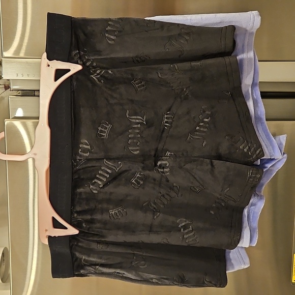 💕JUICY COUTURE💕 2 Pack Velour PJ Short Set 90s Black & Purple Bedazzled XL NWT - Picture 2 of 13